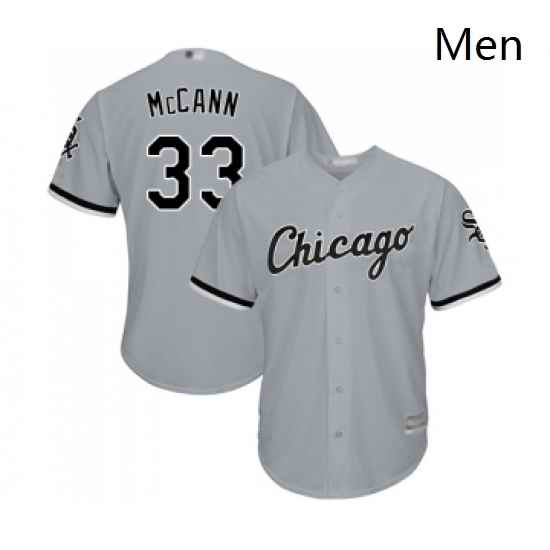 Mens Chicago White Sox 33 James McCann Replica Grey Road Cool Base Baseball Jersey
